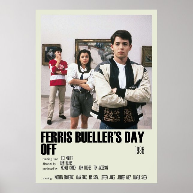 Ferris Buellers Day Off Alternative Art Movie Larg Poster (Framsidan)
