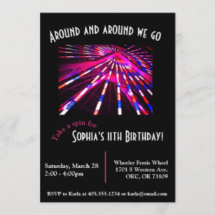 Ferris Wheel Amusement Park Birthday Call Inbjudningar