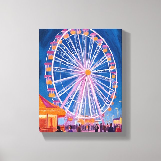 Ferris Wheel | Boardwalk Carnival Watercolor Canvastryck (Framsida)