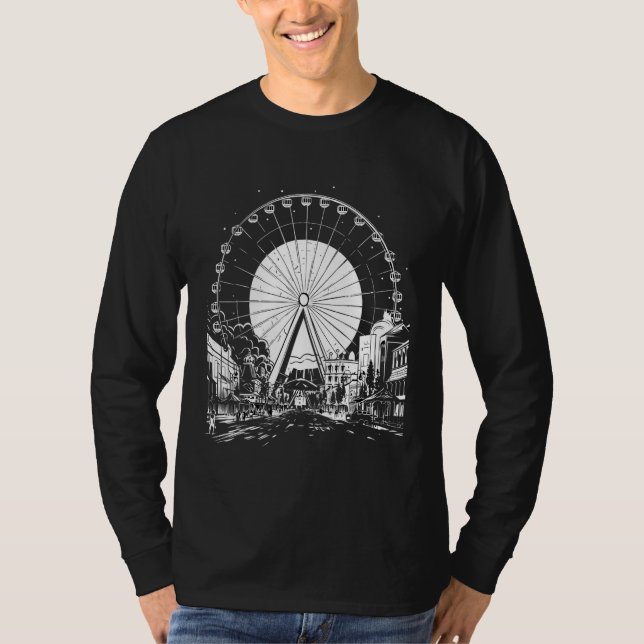 Ferris Wheel Carnival Festival County Fair Amuseme T Shirt (Framsida)