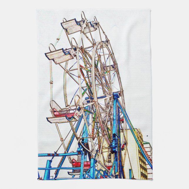 Ferris Wheel-Chalk Outline by Shirley Taylor Kökshandduk (Vertikal)