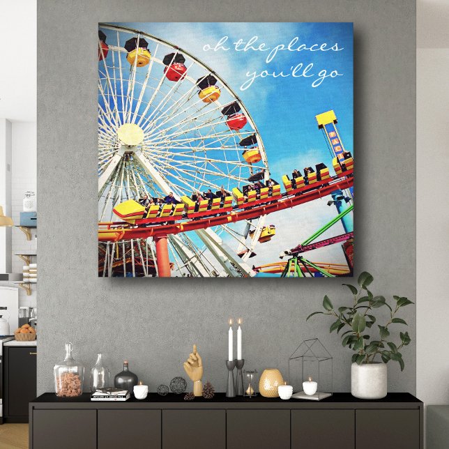 Ferris Wheel Roller Underlägg Ställe Go Citat-skri Canvastryck (Skapare uppladdad)