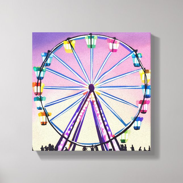 Ferris Wheel Sunset | Snygg vattenfärg Canvastryck (Framsida)