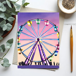 Ferris Wheel Sunset | Snygg vattenfärg Vykort