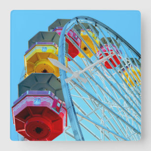 Ferris Wheel vid Santa Monica Pier, Kalifornien Fyrkantig Klocka