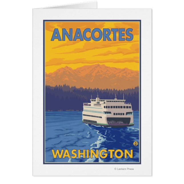 Ferry and Mountain - Anacortes, Washington Hälsningskort (Framsidan)