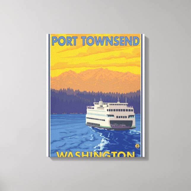 Ferry and Mountain - Port Townsend, Washington Canvastryck (Framsida)