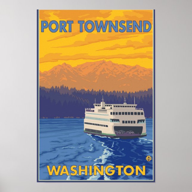 Ferry and Mountain - Port Townsend, Washington Poster (Framsidan)
