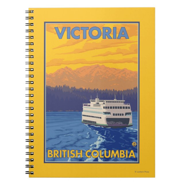 Ferry and Mountain - Victoria, BC Canada Anteckningsbok Med Spiral (Framsidan)