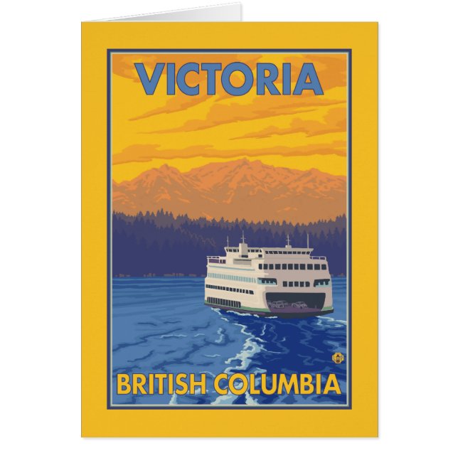 Ferry and Mountain - Victoria, BC Canada Hälsningskort (Framsidan)