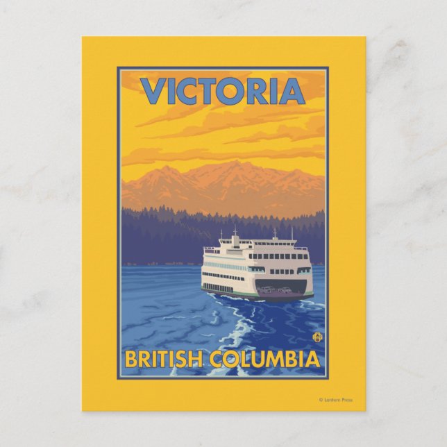 Ferry and Mountain - Victoria, BC Canada Vykort (Framsida)