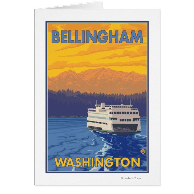 Ferry and Mountains - Bellingham, Washington Hälsningskort (Framsidan)