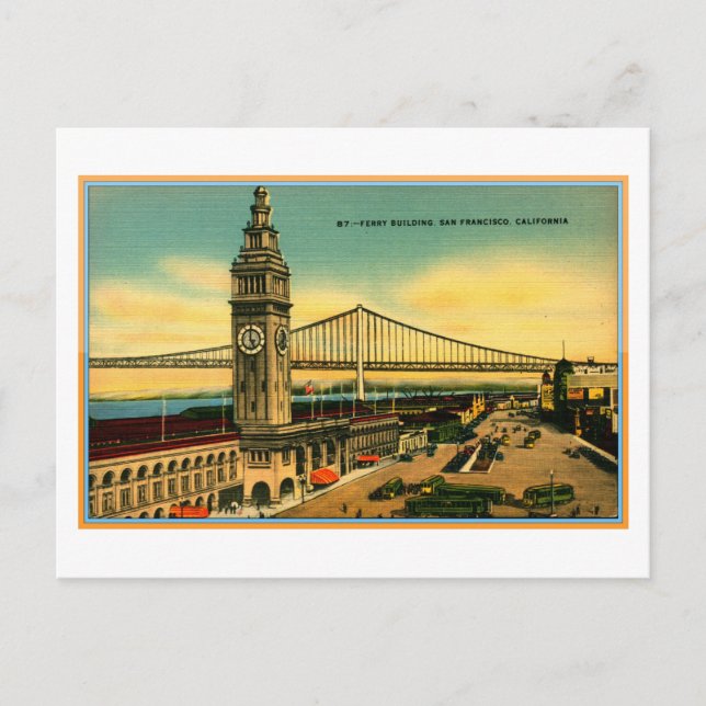 Ferry Byggnad & Bridge, San Francisco Vintage Vykort (Framsida)