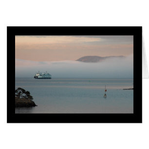 Ferry in Sunset Fog Hälsningskort