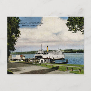 Ferry, Sjö Washington, Seattle Vintage Vykort