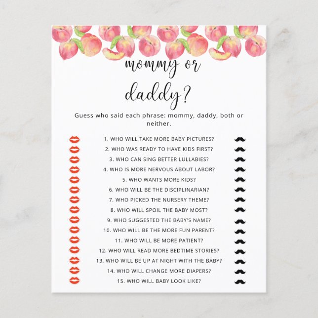 FERSEN mamma eller pappa baby shower spel (Framsida)