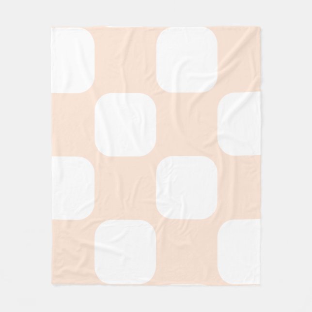 Fersken Pastell & Vit Squircle Mönster Design Fleecefilt (Framsidan)
