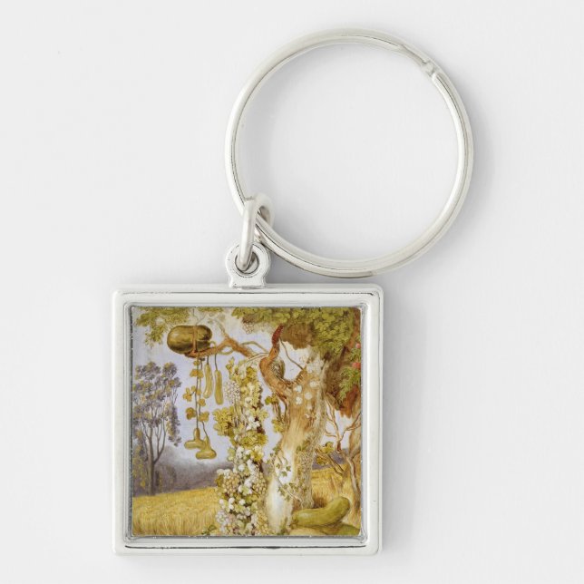 Fertiliteten av jorden fyrkantig silverfärgad nyckelring (Framsidan)