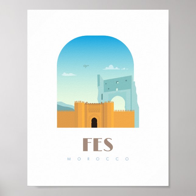 Fes city morocco Skyline Poster (Framsidan)