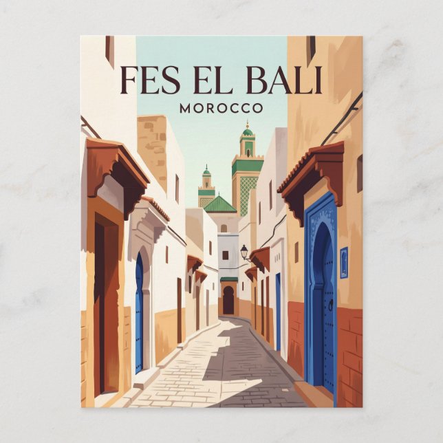 Fes el Bali Medina Marocko Vykort (Framsida)