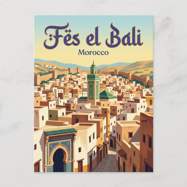 Fès el Bali Medina Marocko Vykort (Framsida)