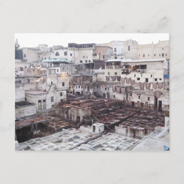 Fes Leather Tannery - Fes - Marocko - North Afrika Vykort (Framsida)