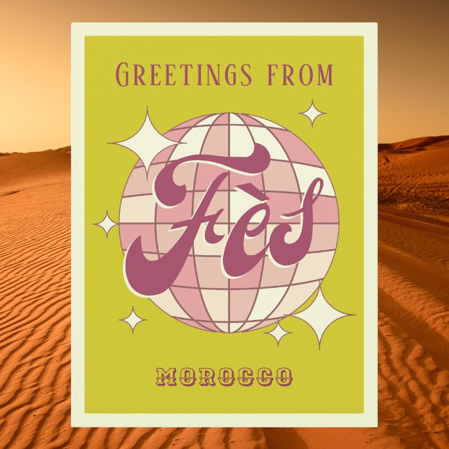 Fès Marocko retro grönt Postcard Vykort (Skapare uppladdad)