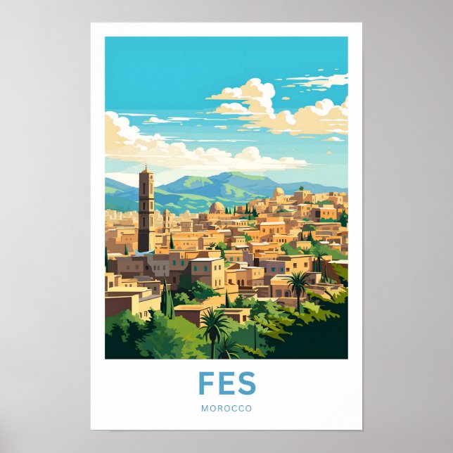 Fes Marocko Travel Print Poster (Framsidan)