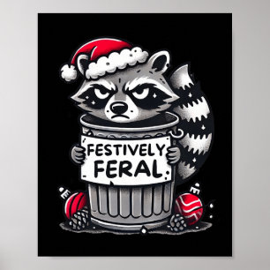 Fessel Feral Raccoon jul en fin Helgdag Poster