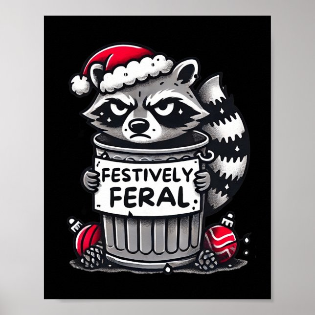 Fessel Feral Raccoon jul en fin Helgdag Poster (Framsidan)