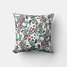 Fessionsröd och blå bär, vintergrön andedräkt kudde