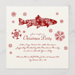 Fessionsvit och röd fisk jul Party Inbjudningar