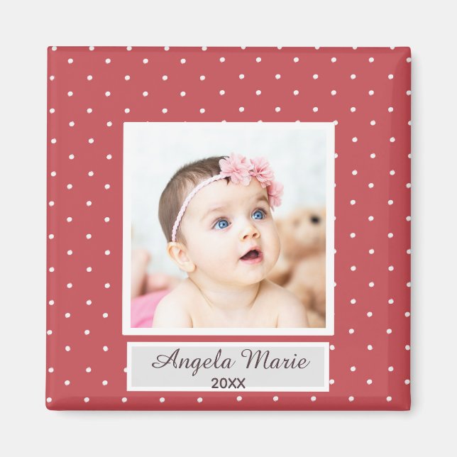 Fesst 1:a julafton Baby Photo Red Helgdag Magnet (Framsidan)