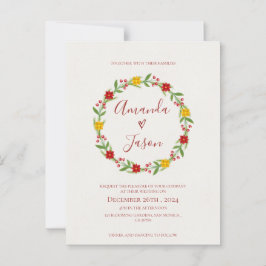 Fesst Julfrö Röd Grönt Blommigt bröllop Vykort