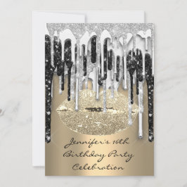 Fest 16:e Lippar Puss Guld Silver Glitter Dropar Inbjudningar