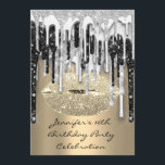 Fest 16:e Lippar Puss Guld Silver Glitter Dropar Inbjudningar<br><div class="desc">florenceK design</div>