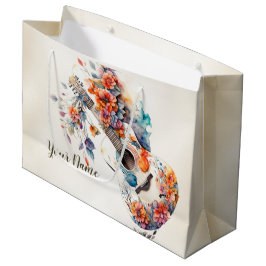 Fest Färgglada Blommor Gitarr Musik Instrument