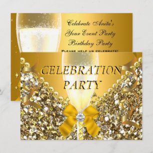 FEST GLITTER GULD SILVER CHAMPAGNE FESTLIGHET INBJUDNINGAR