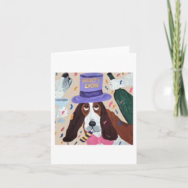 Fest Hund Basset Hound  Inbjudan (Framsida)