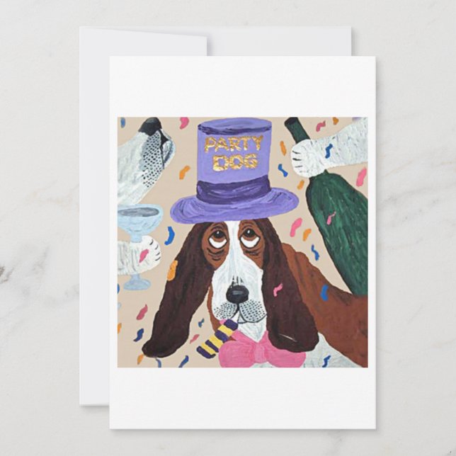 Fest Hund Basset Hound  Inbjudningar (Framsida)