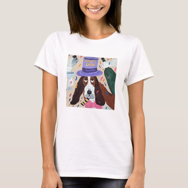 Fest Hund Basset Hound  T Shirt (Framsida)