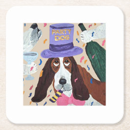 Fest Hund Basset Hound Underlägg Papper Kvadrat