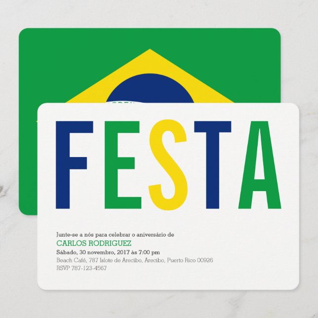 Fest: Inbjudningar: Brasilien: Peruanska flaggan Inbjudningar (Fram/baksida)