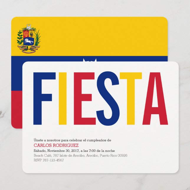 Fest: Inbjudningar: Venezuela: Venezuelansk flagga Inbjudningar (Fram/baksida)