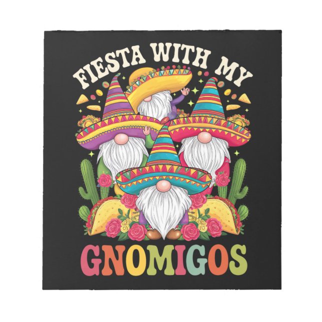 Fest med mina gnom-vänner gnom Cinco De Mayo Anteckningsblock (Framsida)