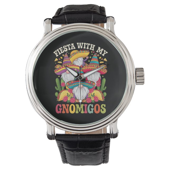 Fest med mina gnom-vänner gnom Cinco De Mayo Armbandsur (Framsida)