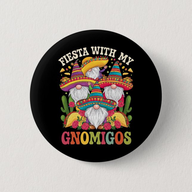 Fest med mina gnom-vänner gnom Cinco De Mayo Knapp (Framsida)