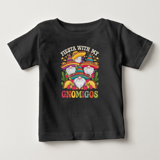 Fest med mina gnom-vänner gnom-Cinco De Mayo T Shirt (Framsida)