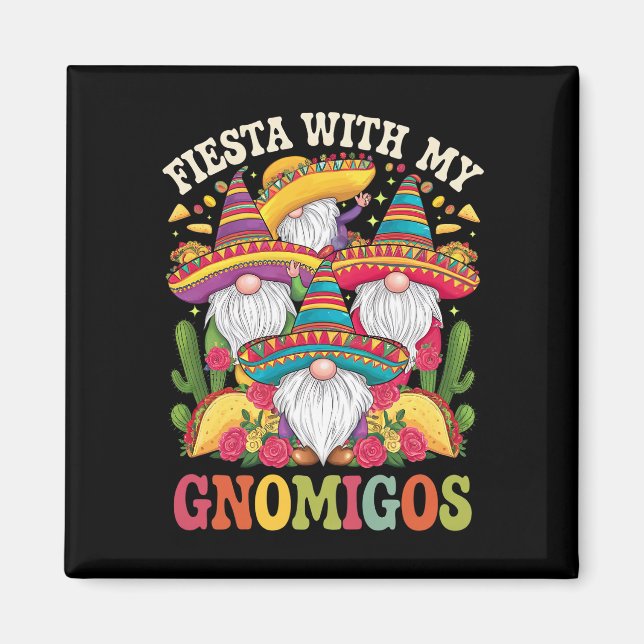 Fest med mina gnomvänner gnom Cinco De Mayo Magnet (Framsidan)