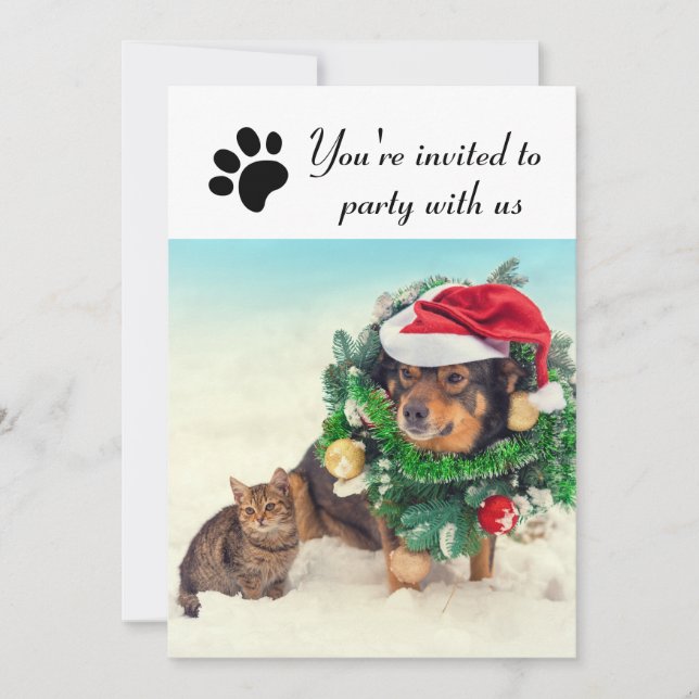 Fest med oss hund & katt - Julfestinbjudan Inbjudningar (Framsida)
